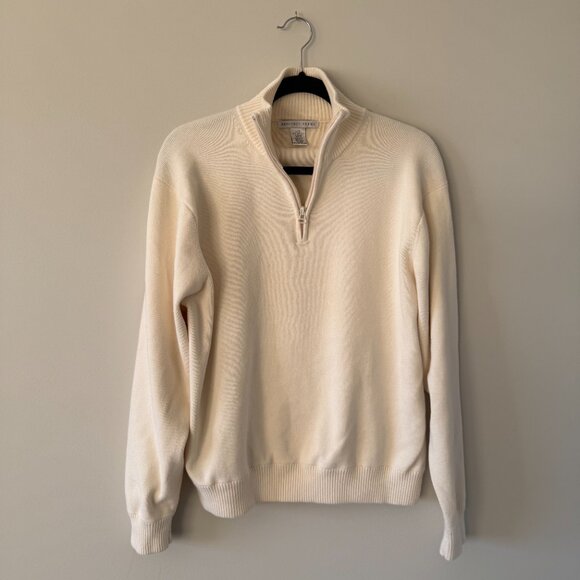 Geoffrey Beene Ivory 1/4 Zip Sweater, Size L - Picture 3 of 8